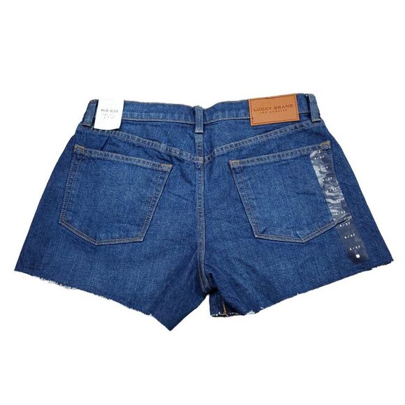 Lucky Brand Mid Rise Cut Off Shorts Women's Size 4 27 Dark Wash Blue Dawn - Picture 3 of 11